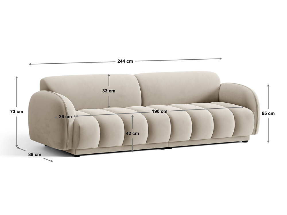 Cosmopolitan Design Sofa Bilbao 4-Sitzer Samt Casino Hellgrün