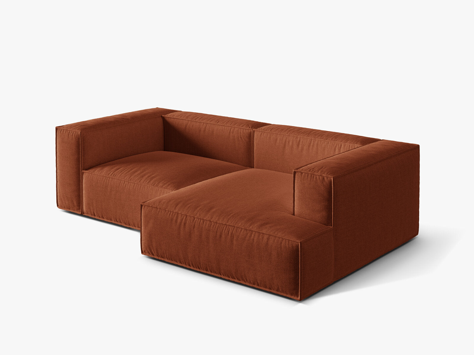 Micadoni Ecksofa Nuria 3-Sitzer Rechts Strukturierter Stoff Ziegel