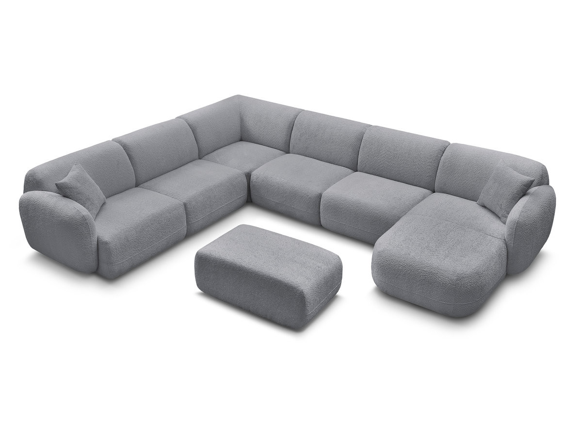 Bobochic Anda Wohnlandschaft mit Pouf 373 × 289 cm Chenille Grau Ecke links
