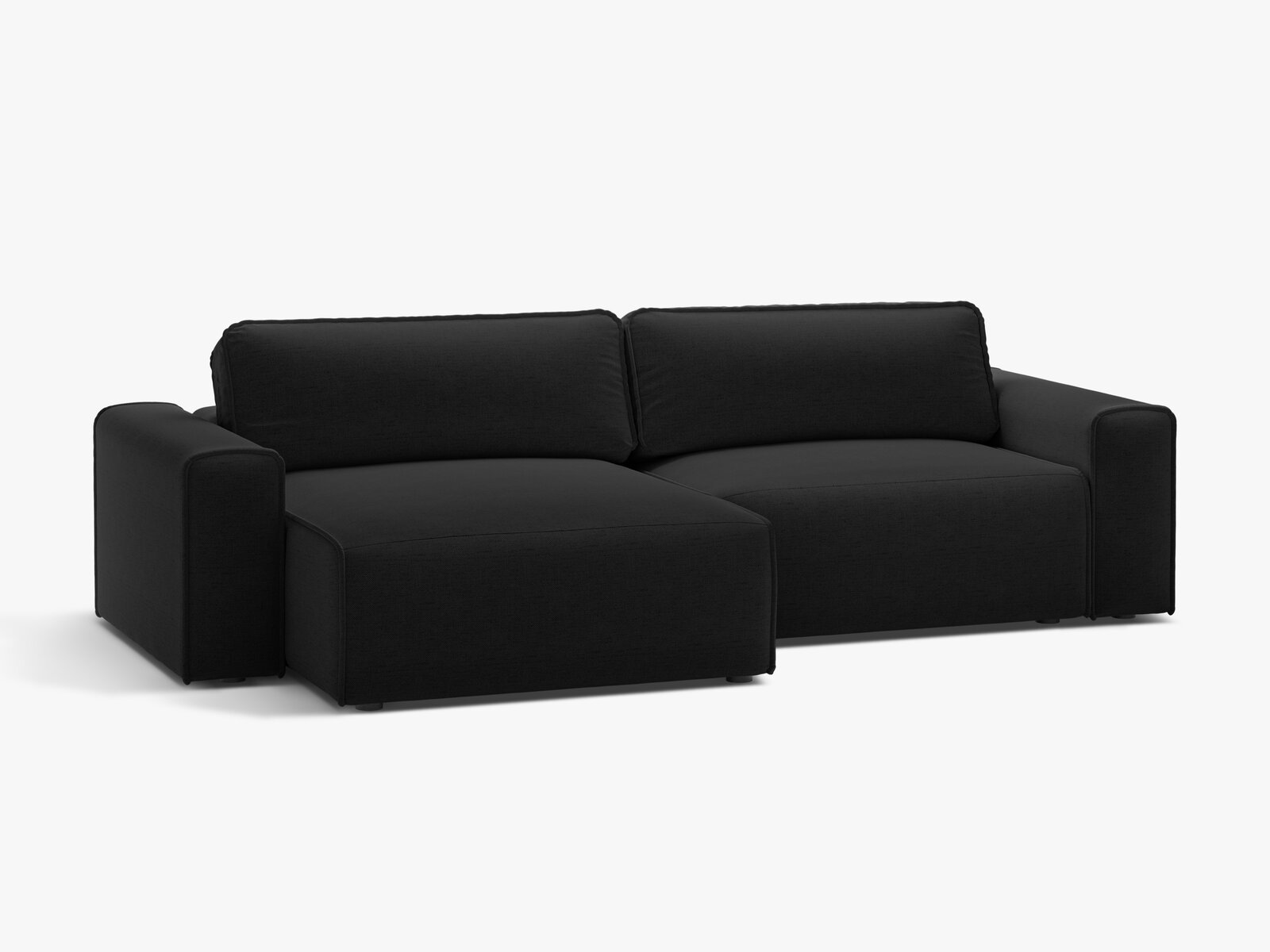 Micadoni Ecksofa Victor 3-Sitzer mit Schlaffunktion Links Strukturierter Stoff Schwarz