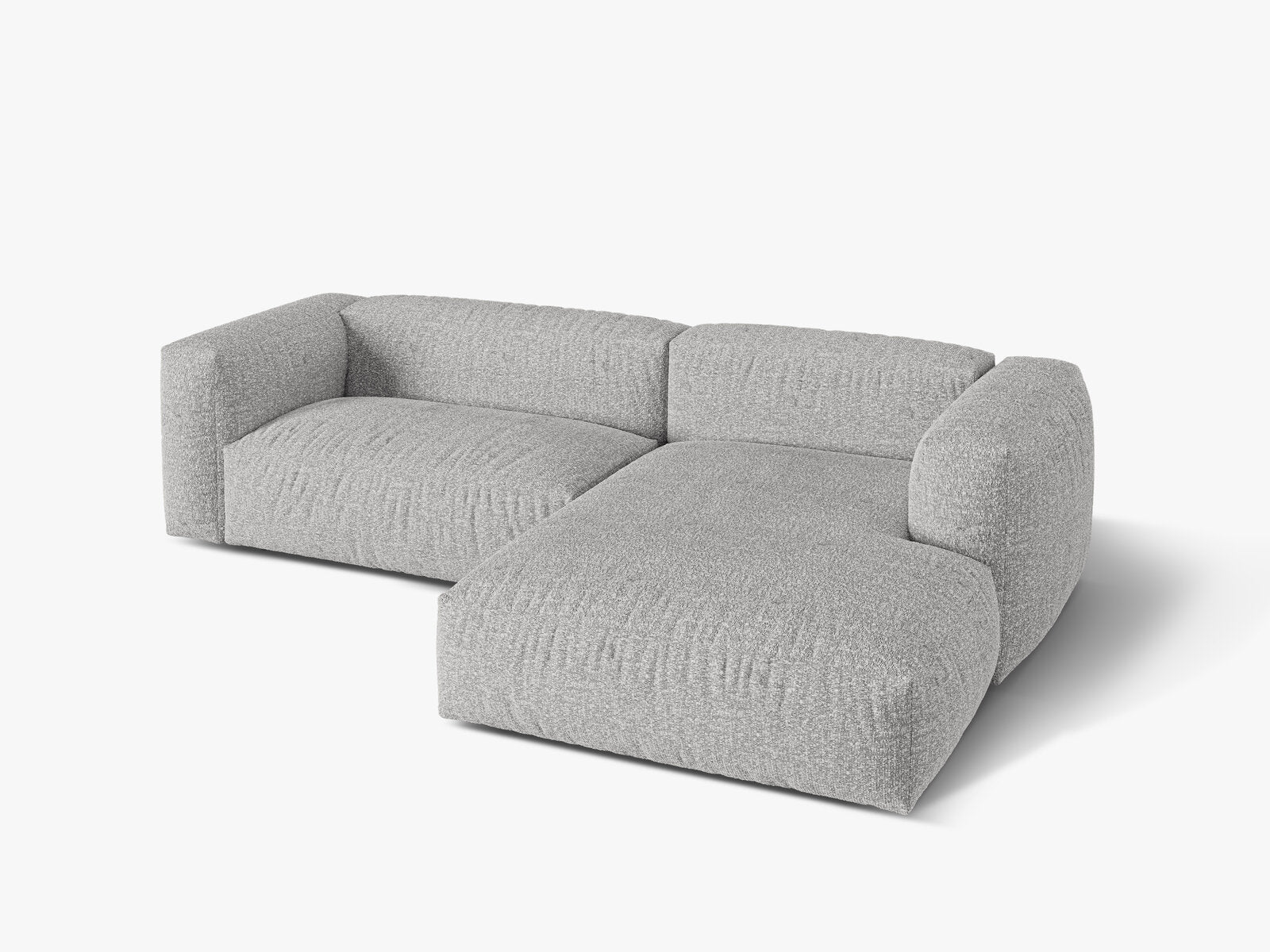 Micadoni Ecksofa Martina 2-Sitzer Rechts Boucle Monet Silber