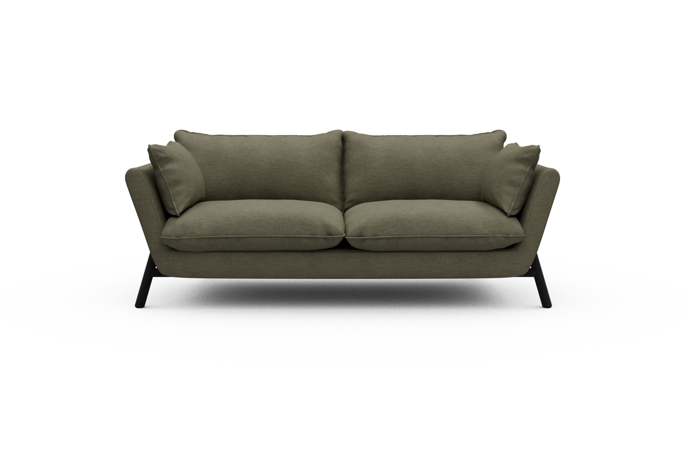 Skandi Home Sofa Emil PREMIUM 2-Sitzer Beinfarbe Eiche Schwarz Vivus-Dusty-Olive moebelfaktor