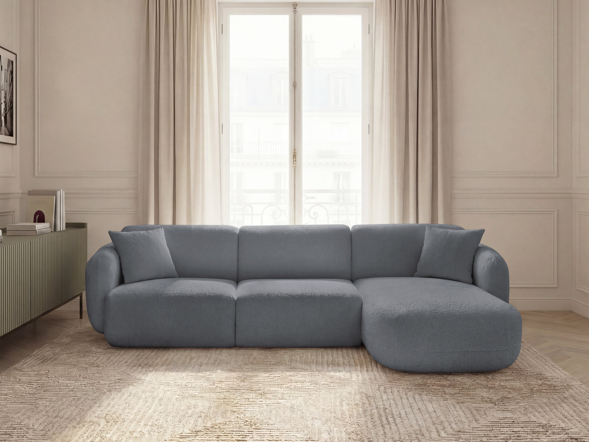 Bobochic Anda Ecksofa 292 × 163 cm Chenille Grau Ecke rechts