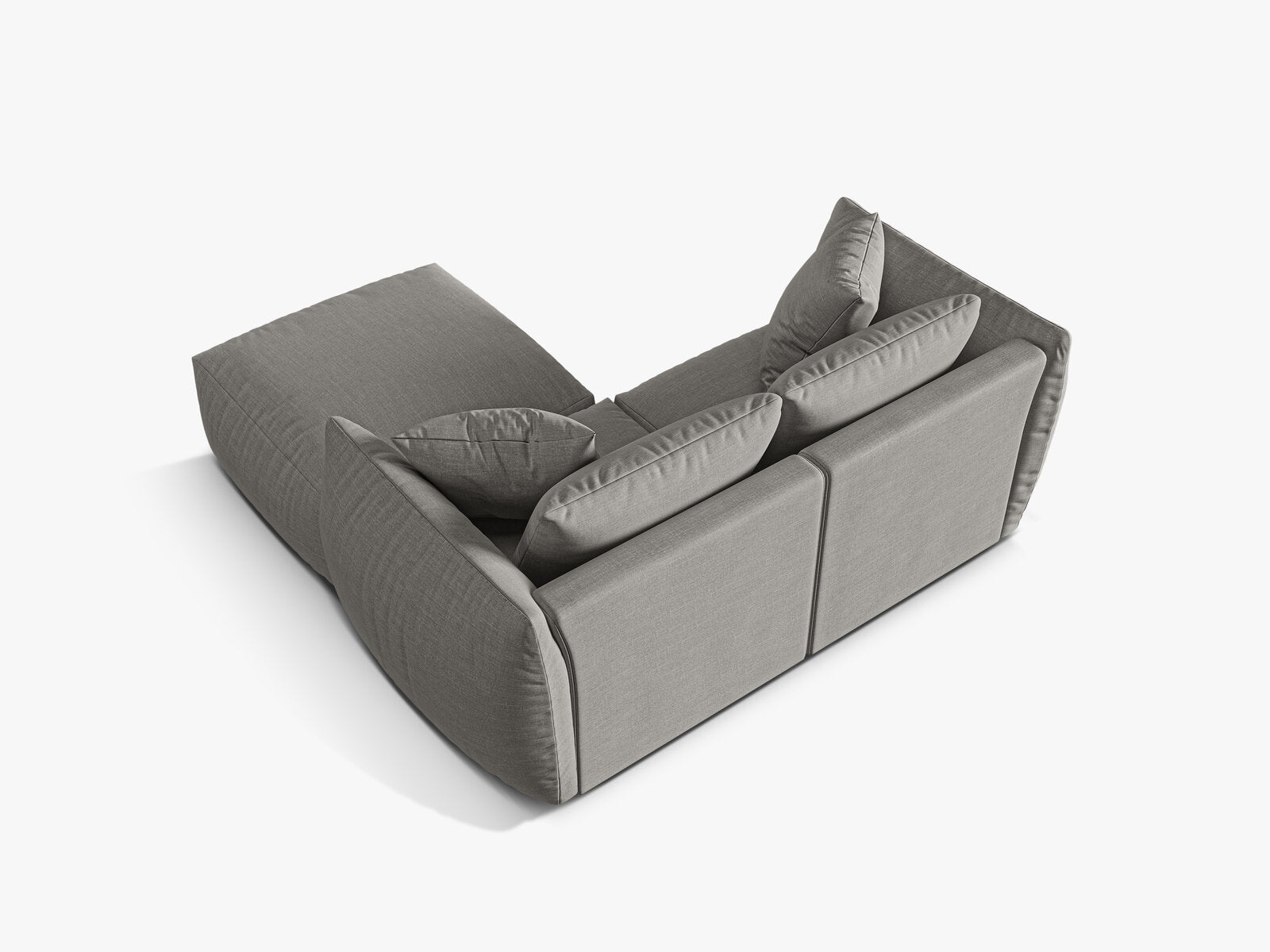 Micadoni Modulares Sofa Chris 4-Sitzer Strukturierter Stoff Warmes Grau