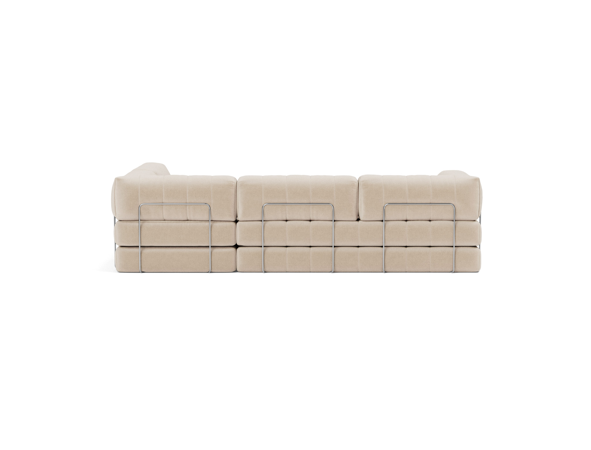 Eck-Schlafsofa CozyPad L-Form mit Armlehne Chenille Esina 410-Almond-Beige