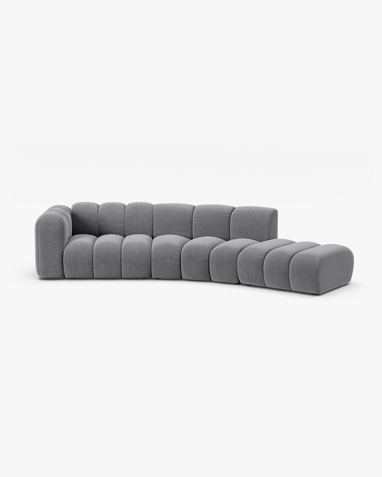 Micadoni Modulares Sofa Lupine 5-Sitzer Rechts Samt Salvador Grau