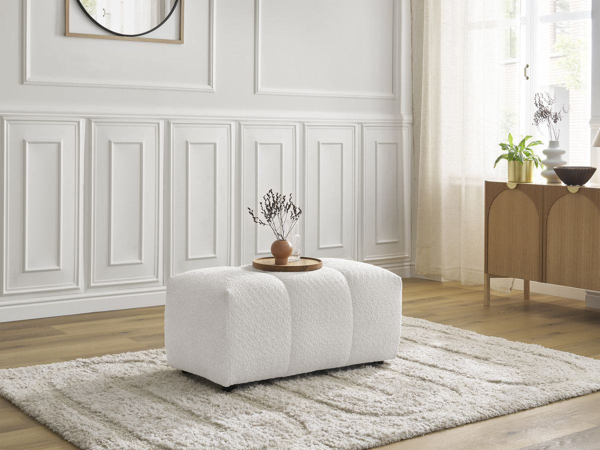 Bobochic Roxelane Pouf Bouclé-Stoff Weiß