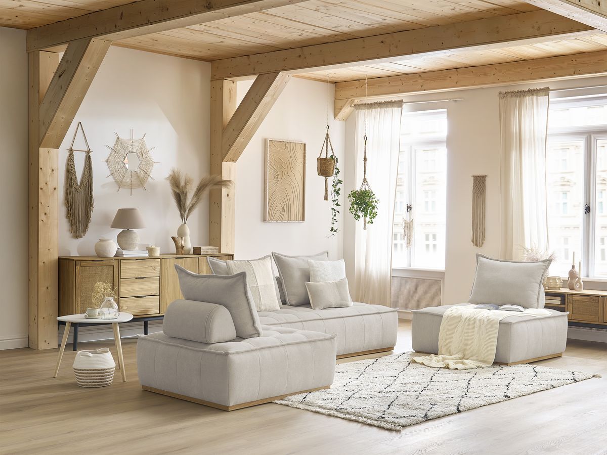 Bobochic Elisa Ecksofa Strukturstoff Beige