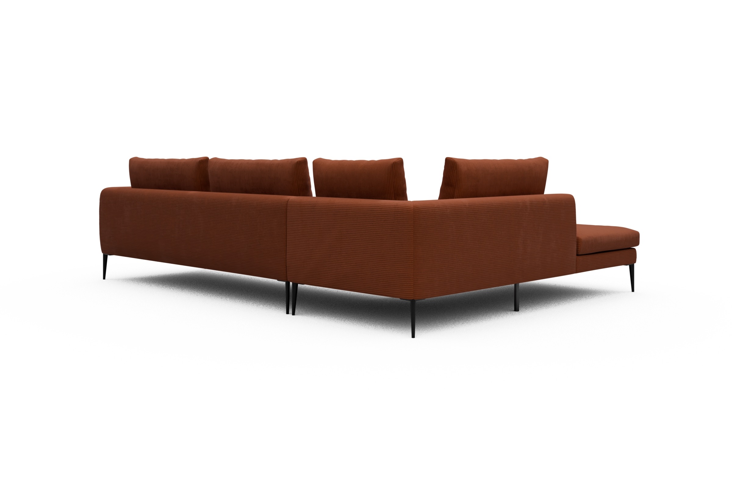 Ecksofa Paul Relax-Ecke rechts mit 3-Sitzer Corduroy-Burnt-Orange