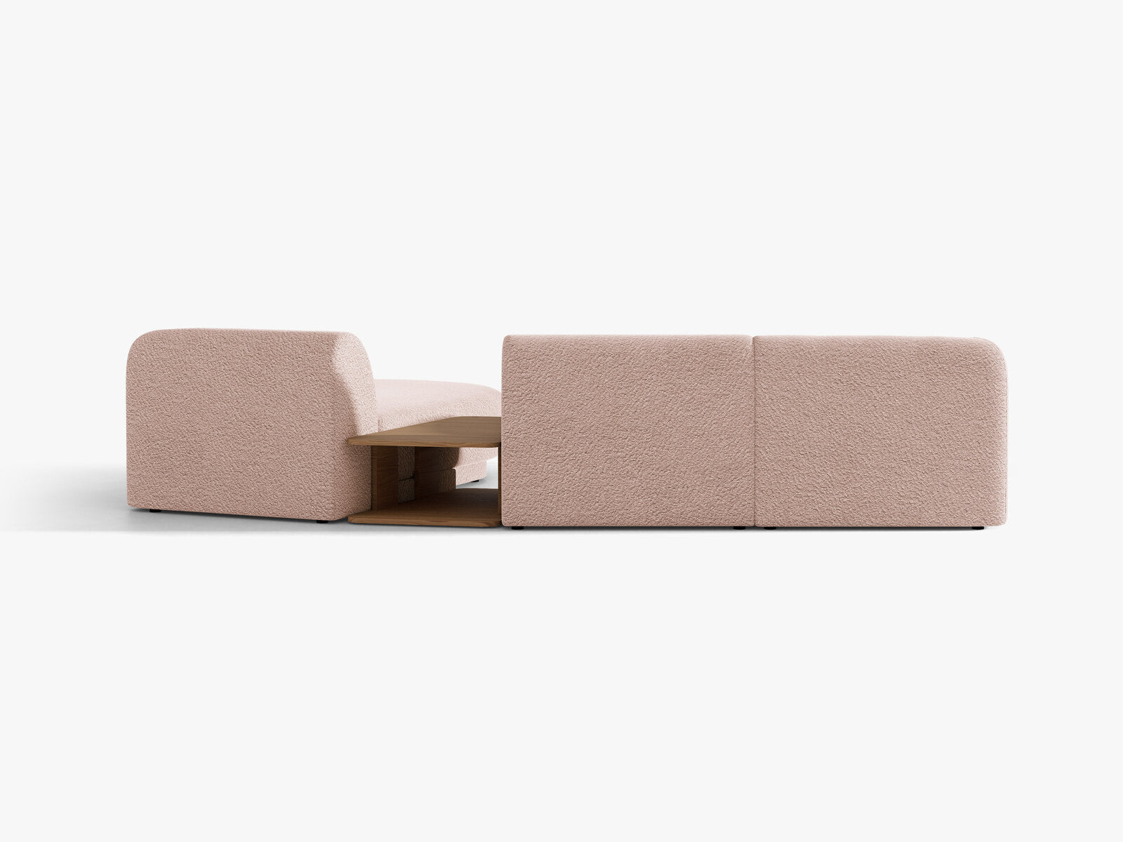 Micadoni Modulares Sofa Miley mit Recamiere 3-Sitzer Rechts Boucle Baloo Puderrosa