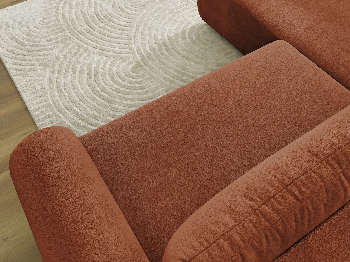 Bobochic Lucien Ecksofa mit Schlaffunktion und Bettkasten 296 × 198 cm Stoff Orange Ecke links