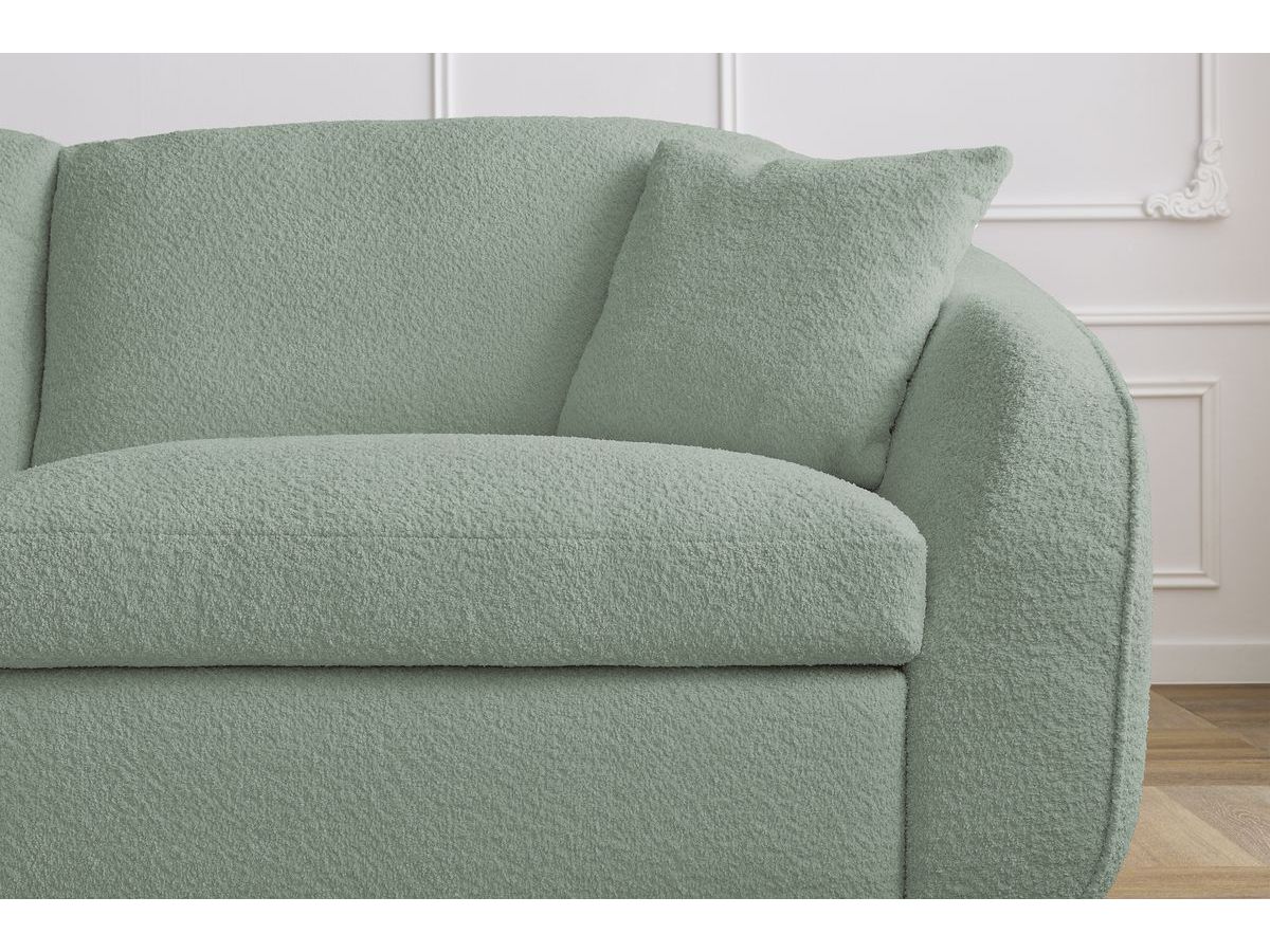 Bobochic Cezanne Schlafsofa 3-Sitzer Bouclé-Stoff Grün, Liegefläche 140 × 194 cm
