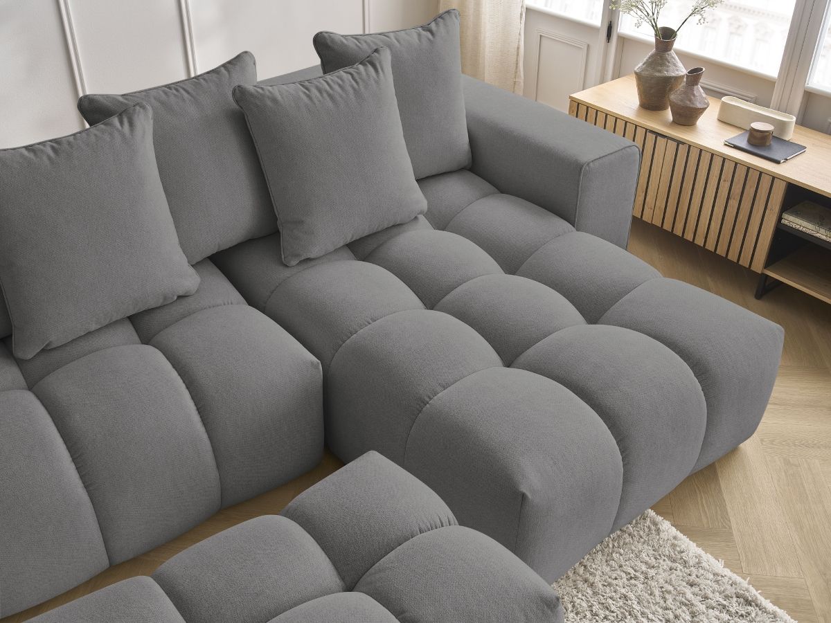 Bobochic Mont-blanc Wohnlandschaft mit Pouf Melange-Stoff Dunkelgrau