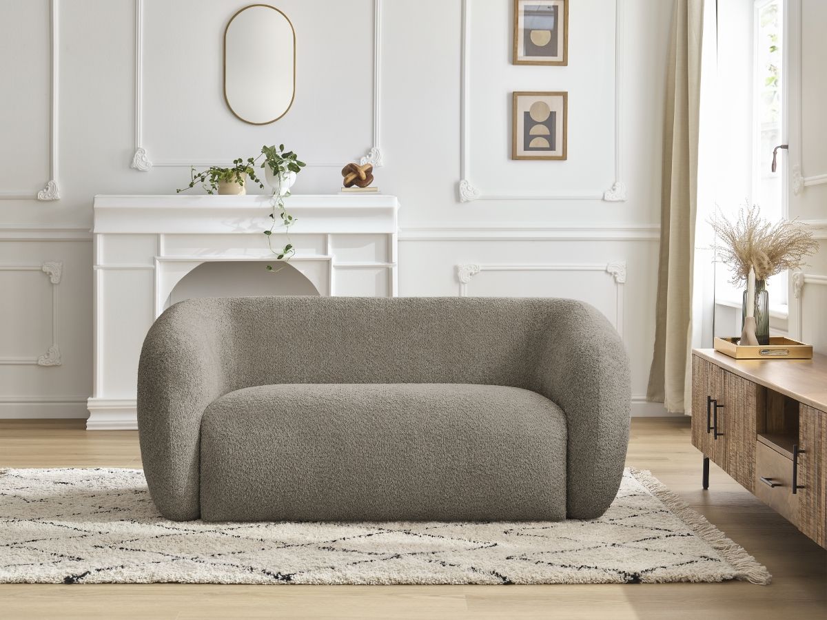 Bobochic Celine Sofa 2-Sitzer Bouclé-Stoff Taupe