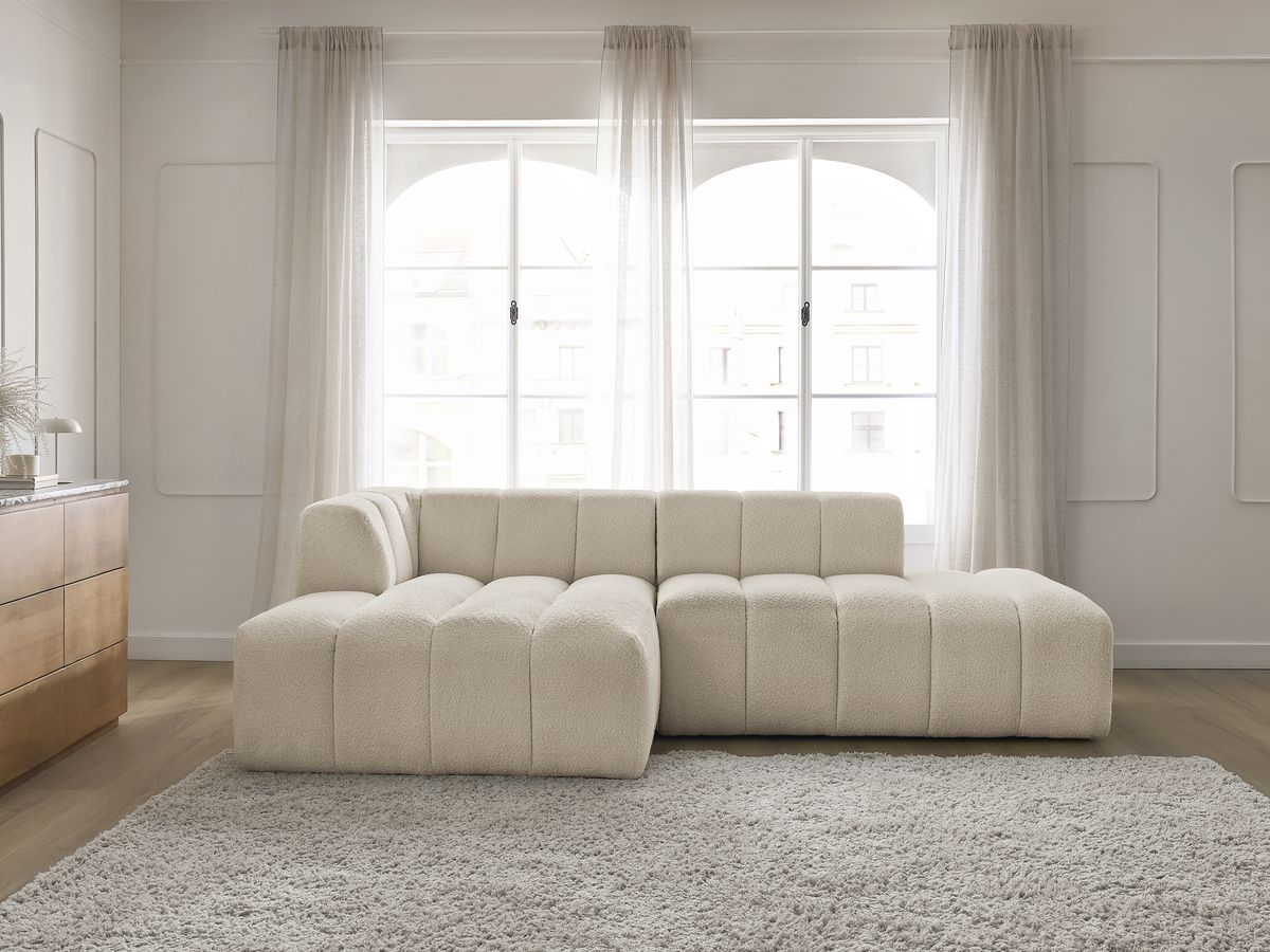 Bobochic Annecy Ecksofa Bouclé-Stoff Beige Ecke links