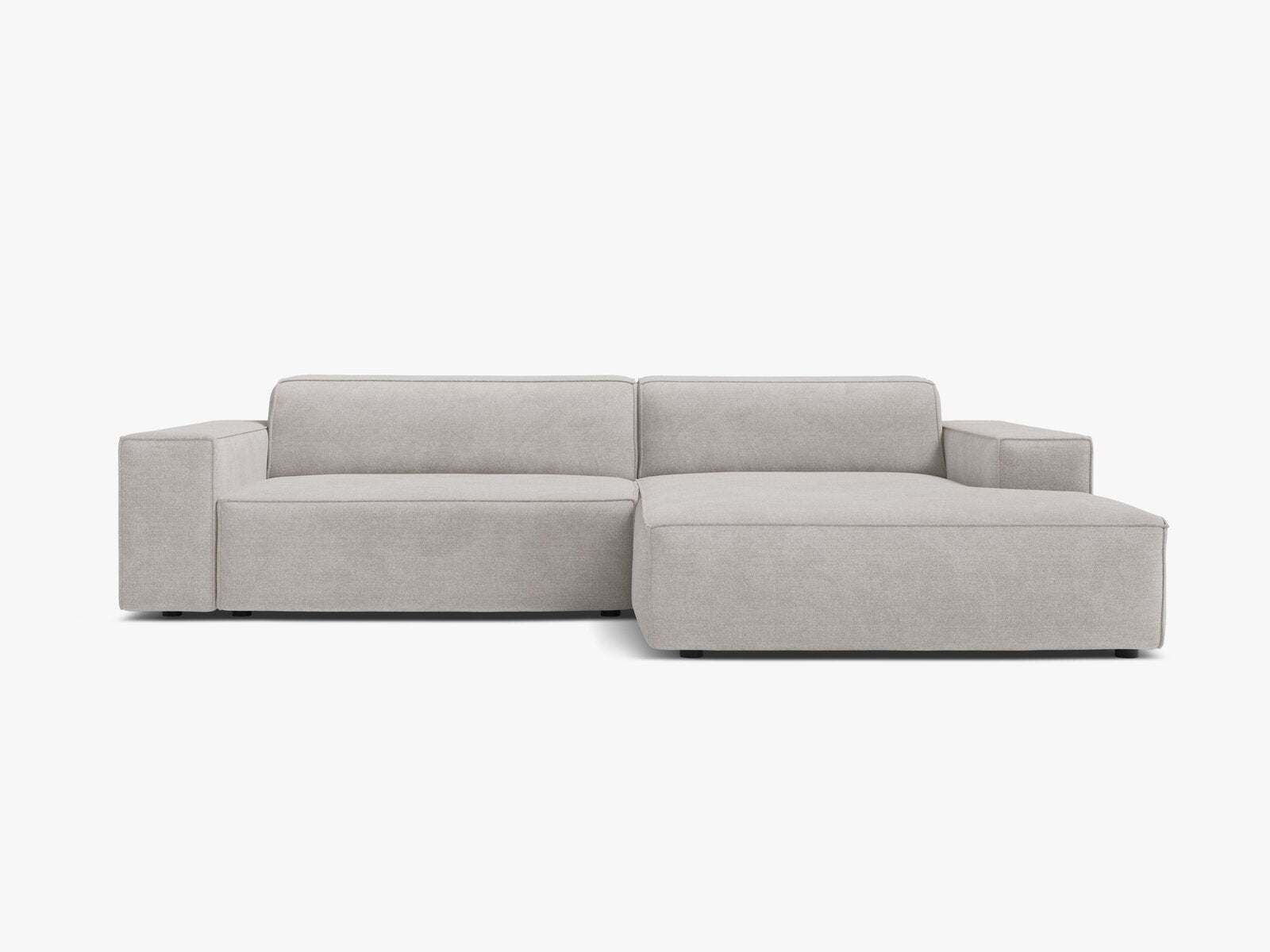 Micadoni Ecksofa Jodie 3-Sitzer Strukturierter Stoff Liberty Hellgrau Rechts