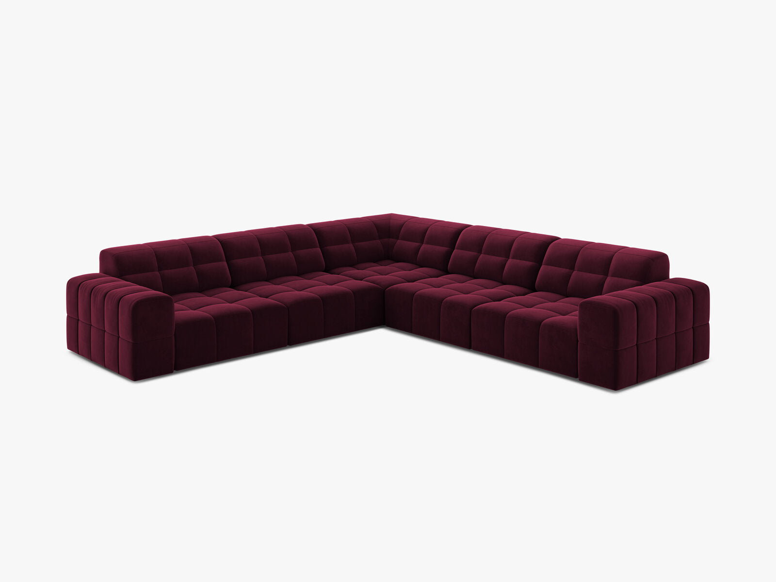 Micadoni Jennifer Modulares Ecksofa 7-Sitzer Samt Venus Burgundfarben