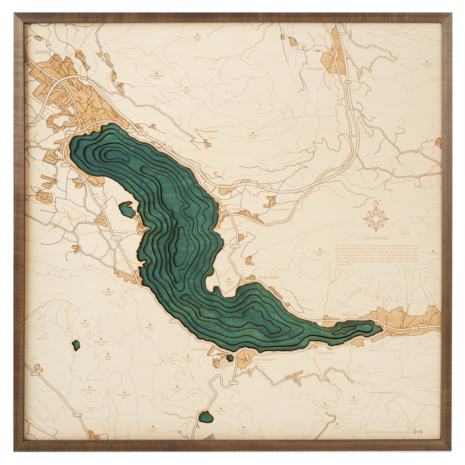 Cutting Brothers 3D Holz-Wandkarte Mondsee 76 x 76 moebelfaktor