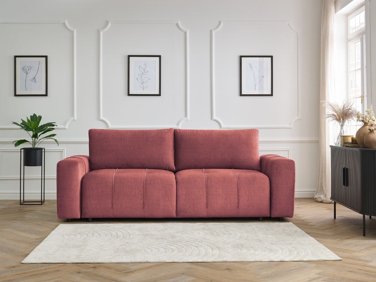 Bobochic Arsene Schlafsofa 3-Sitzer mit Bettkasten Samt Orange
