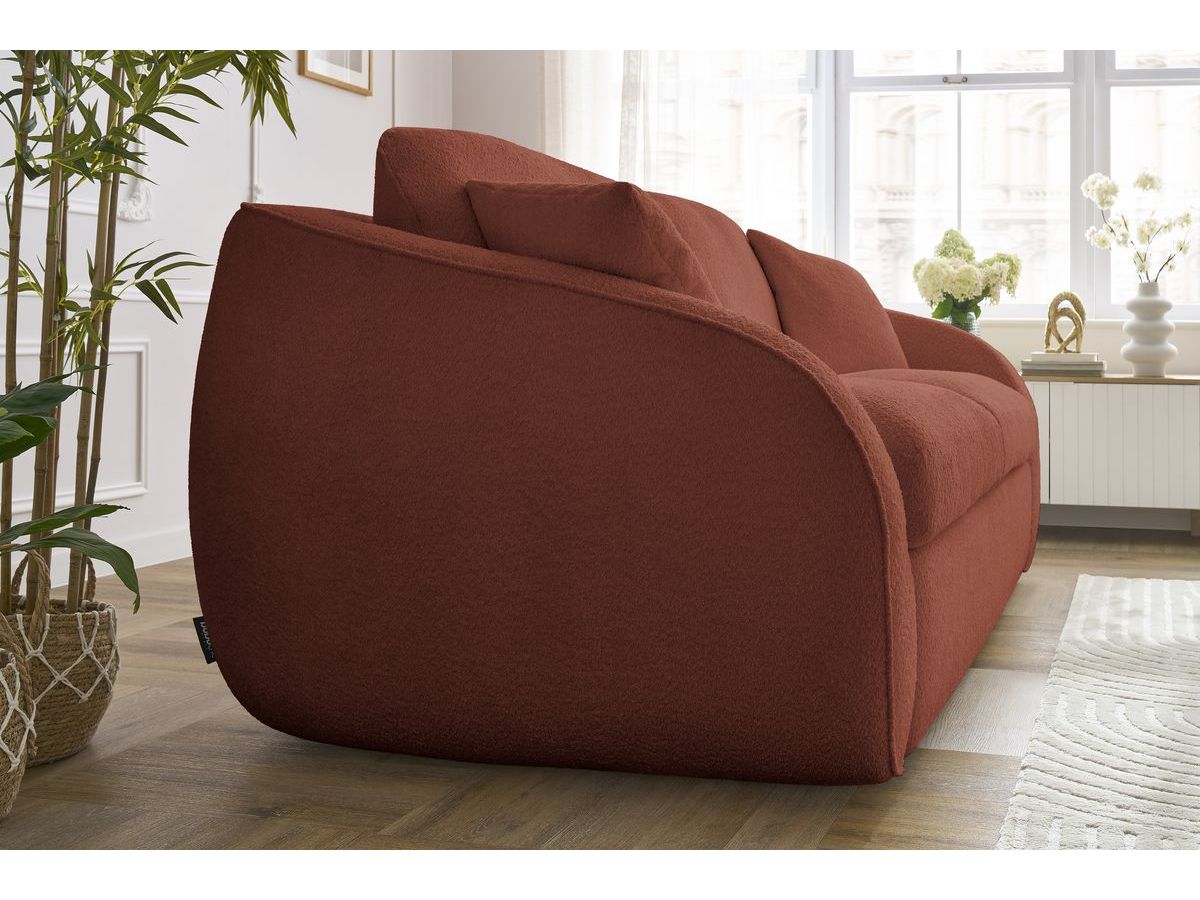Bobochic Cezanne Schlafsofa 3-Sitzer Bouclé-Stoff Orange, Liegefläche 140 × 194 cm