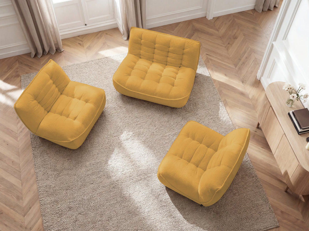 Bobochic Serena Sofa 4-Sitzer Melange-Stoff Gelb