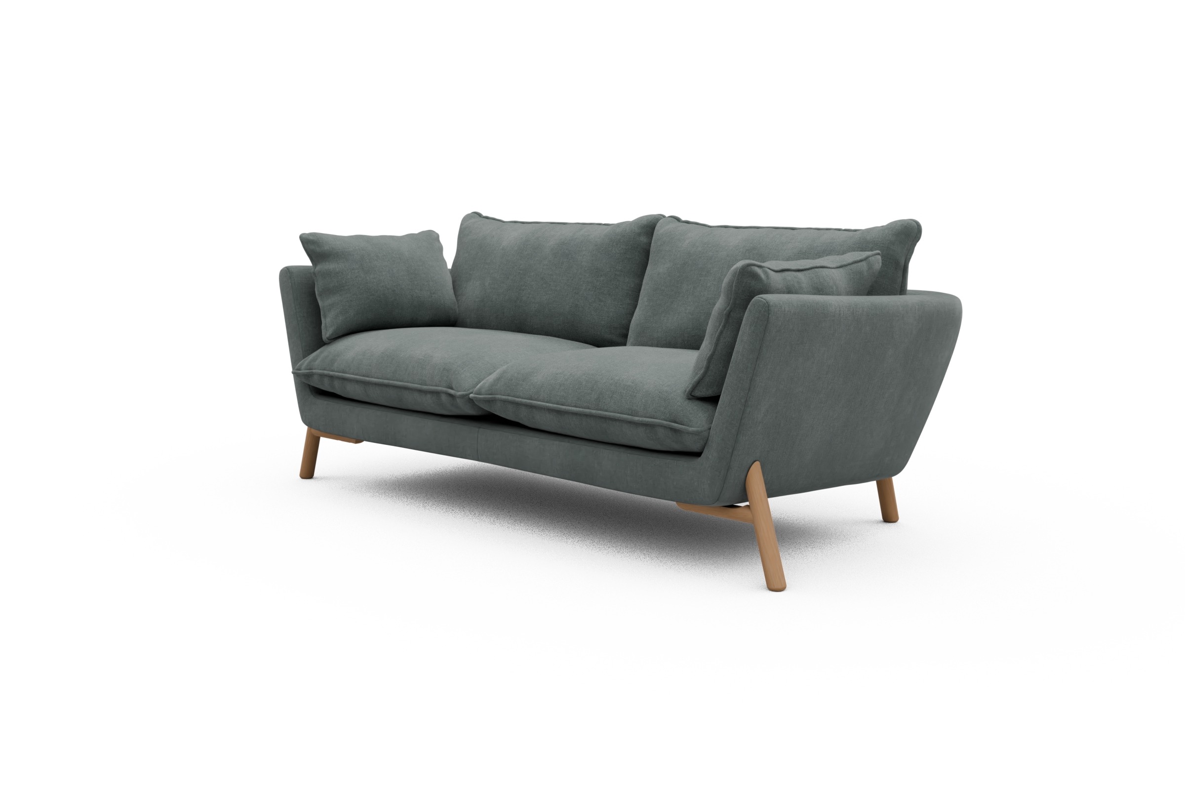 Sofa Emil PREMIUM 2-Sitzer Beinfarbe Eiche Natur Smooth-Silver-Grey