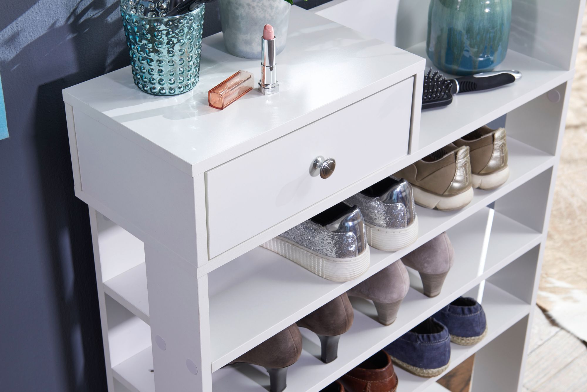 Schuhregal Svendborg Weiß 75 × 24 × 92,5 cm