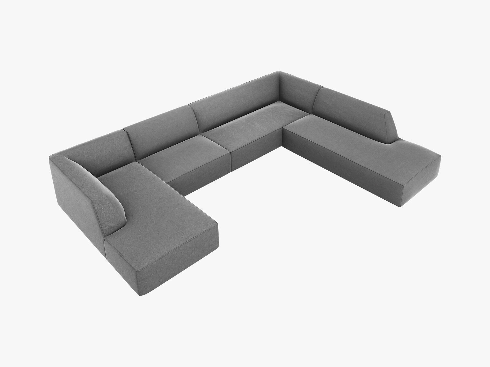 Micadoni Panorama-Ecksofa Ruby 7-Sitzer Rechts Samt Salvador Grau