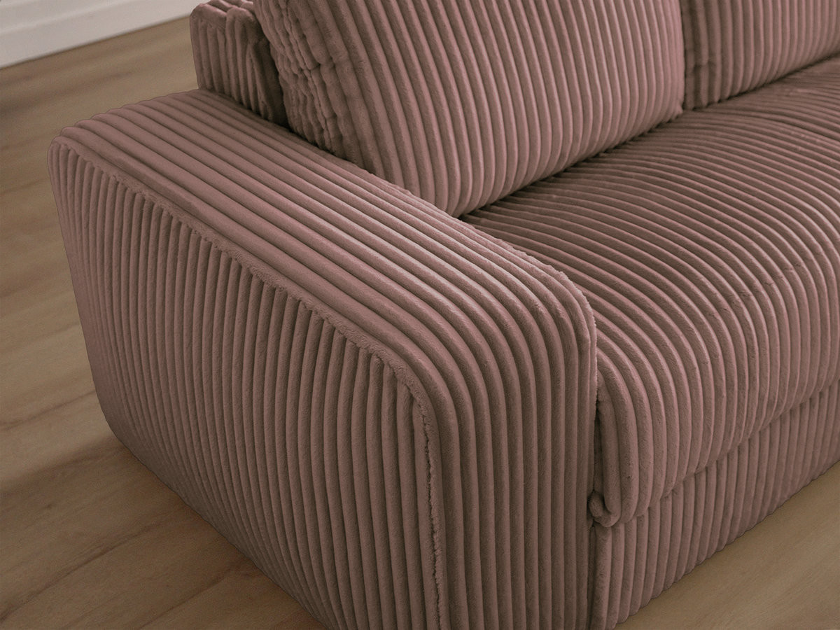 Bobochic Ibiza Schlafsofa 3-Sitzer Cordsamt Rosa, Liegefläche 140 × 196 cm