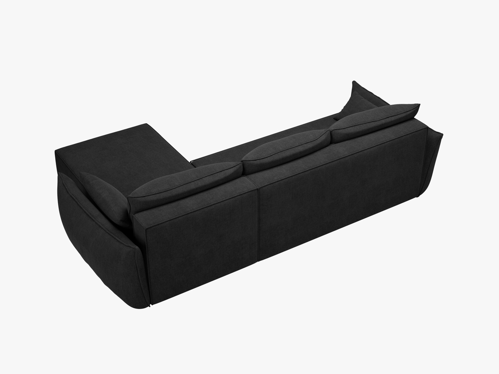 Micadoni Kaelle Ecksofa 4-Sitzer mit Schlaffunktion Links Chenille Over The Horizon Schwarz