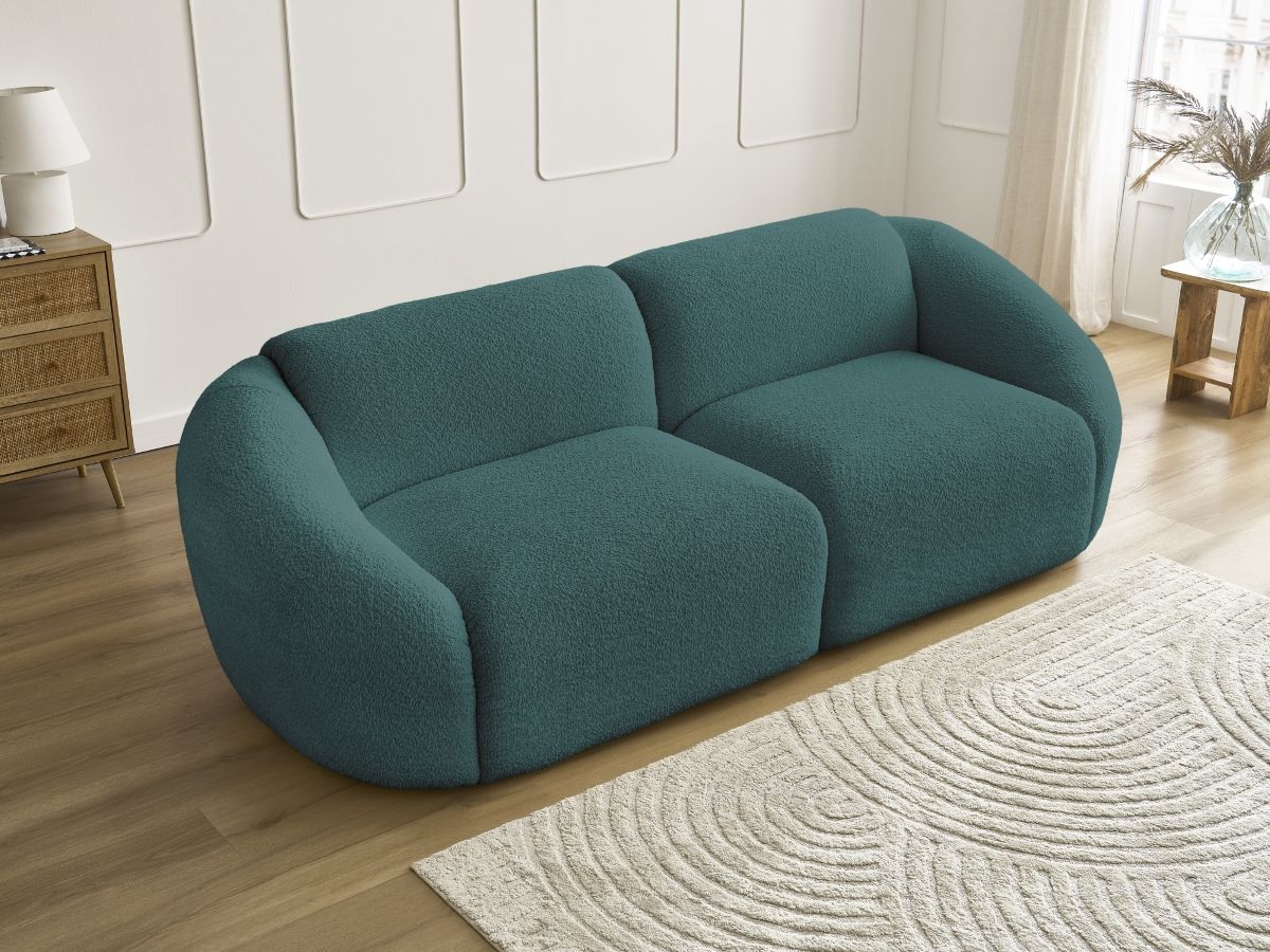 Bobochic Tina Sofa 3-Sitzer Bouclé-Stoff Hellblau