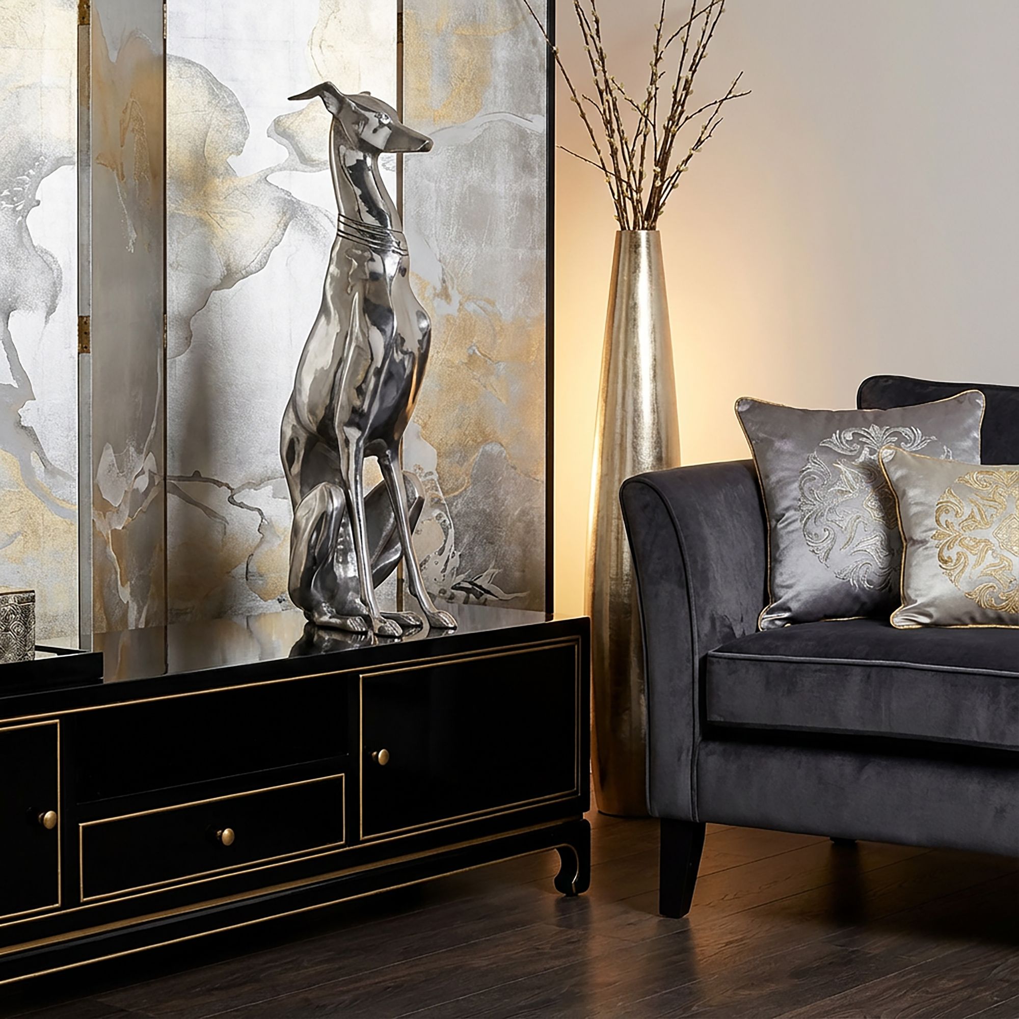 Skulptur Floro Aluminium Silber 18 × 25 × 70 cm