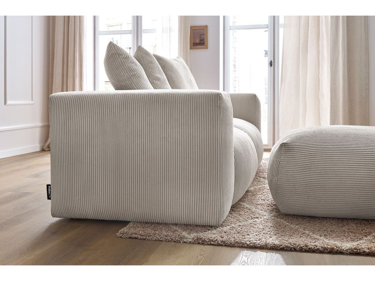 Bobochic Voltaire Sofa 4-Sitzer mit Pouf 248 × 100 cm Cordsamt Beige