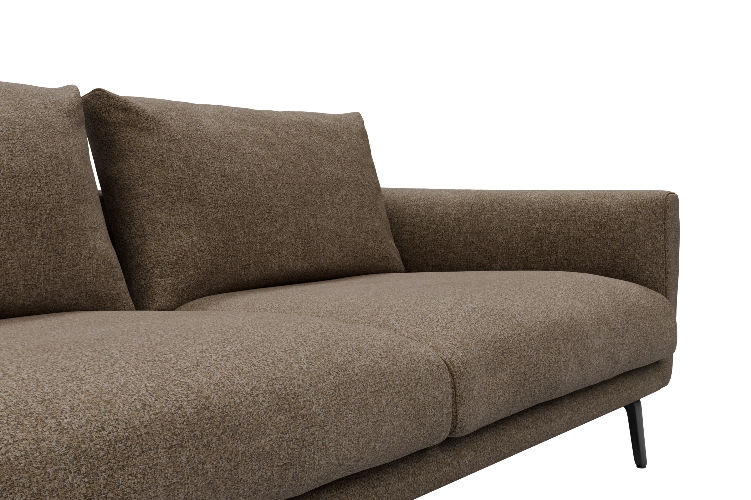 Ecksofa Karl Chaiselongue links mit 2,5-Sitzer Aivi-Khaki-Brown