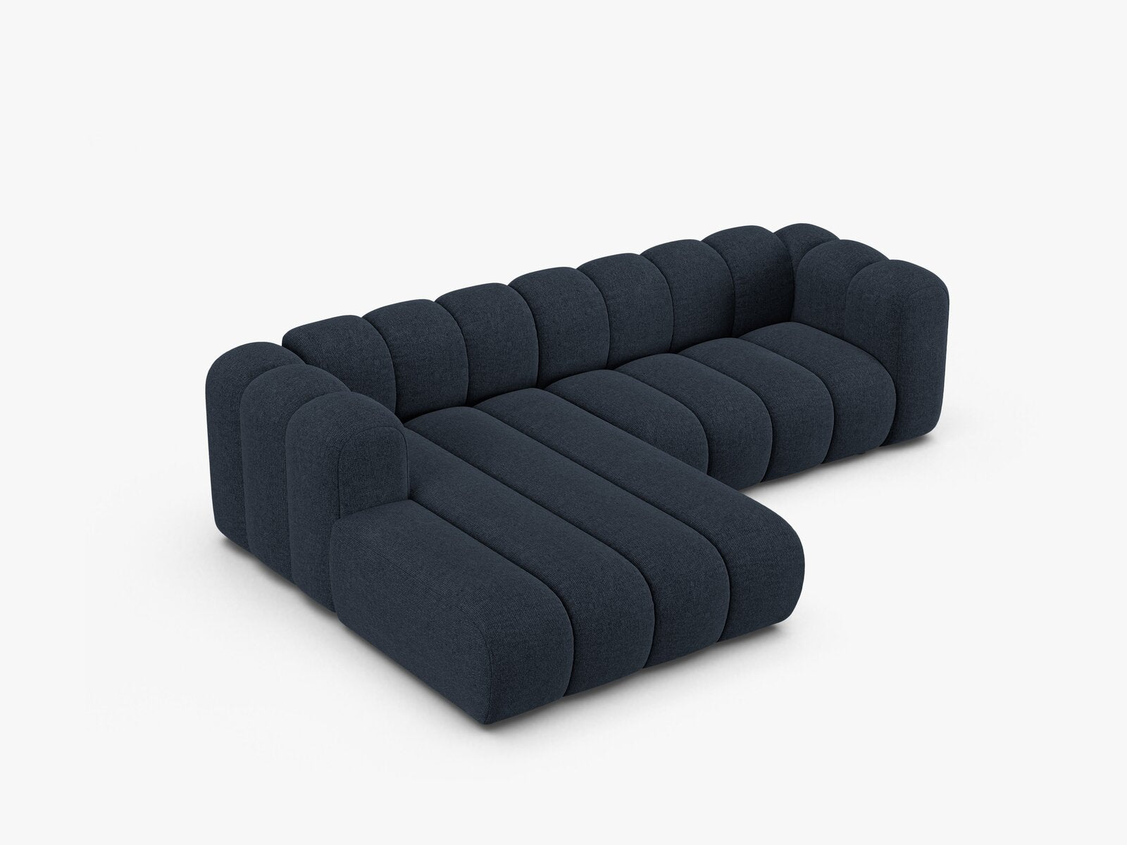Micadoni Modulares Ecksofa Lupine 4-Sitzer mittelgroß Links Chenille Eden Marineblau