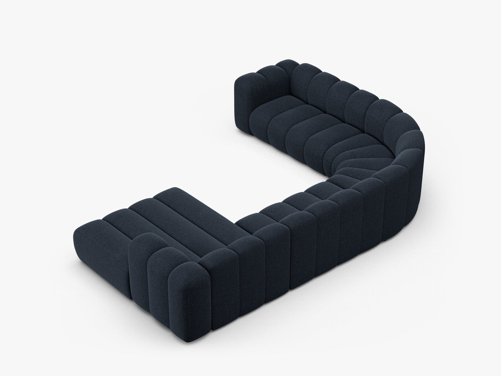 Micadoni Modulares Panorama Ecksofa Lupine 6-Sitzer Links Chenille Eden Marineblau