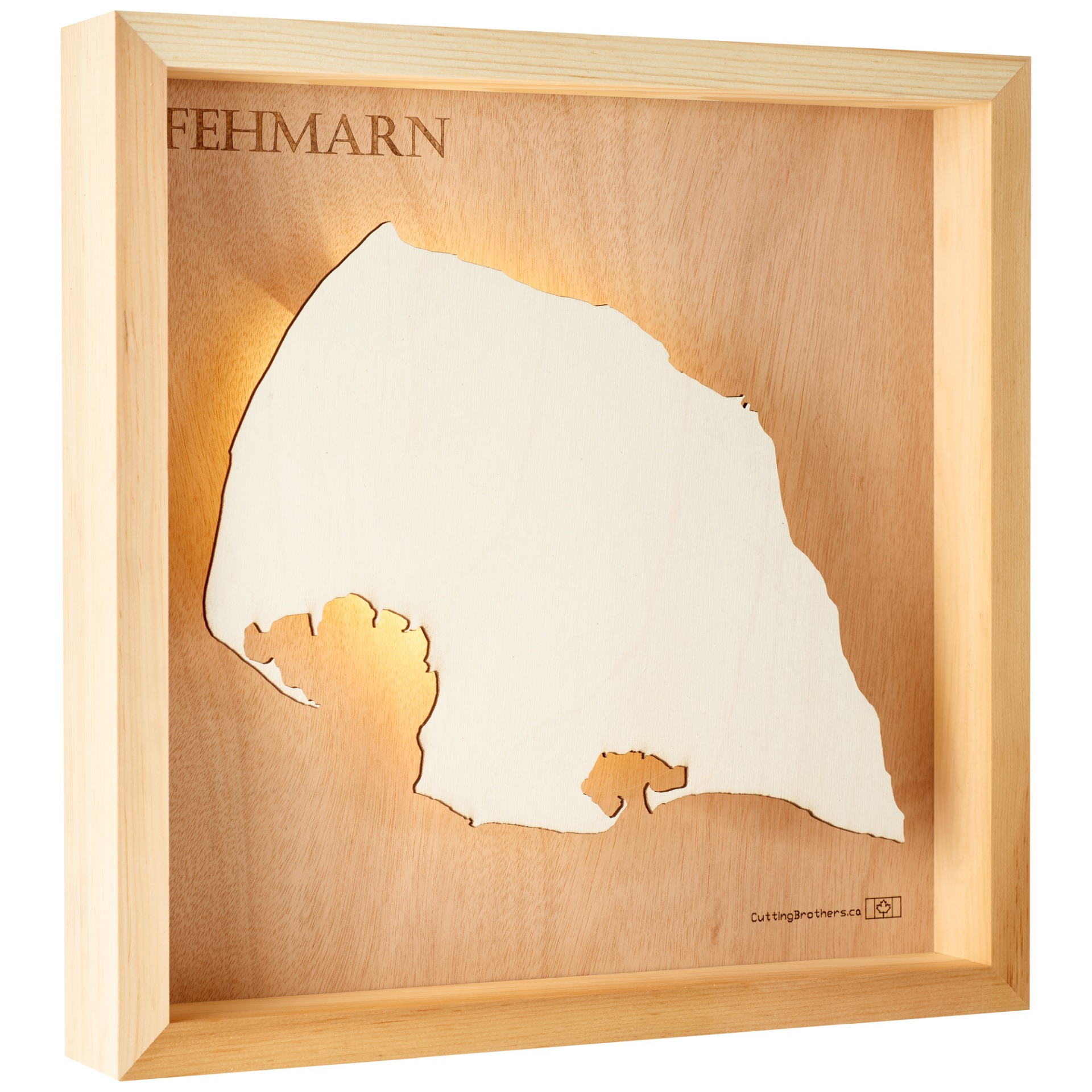 Cutting Brothers LED Licht Fehmarn 3D Insel Holz Karte
