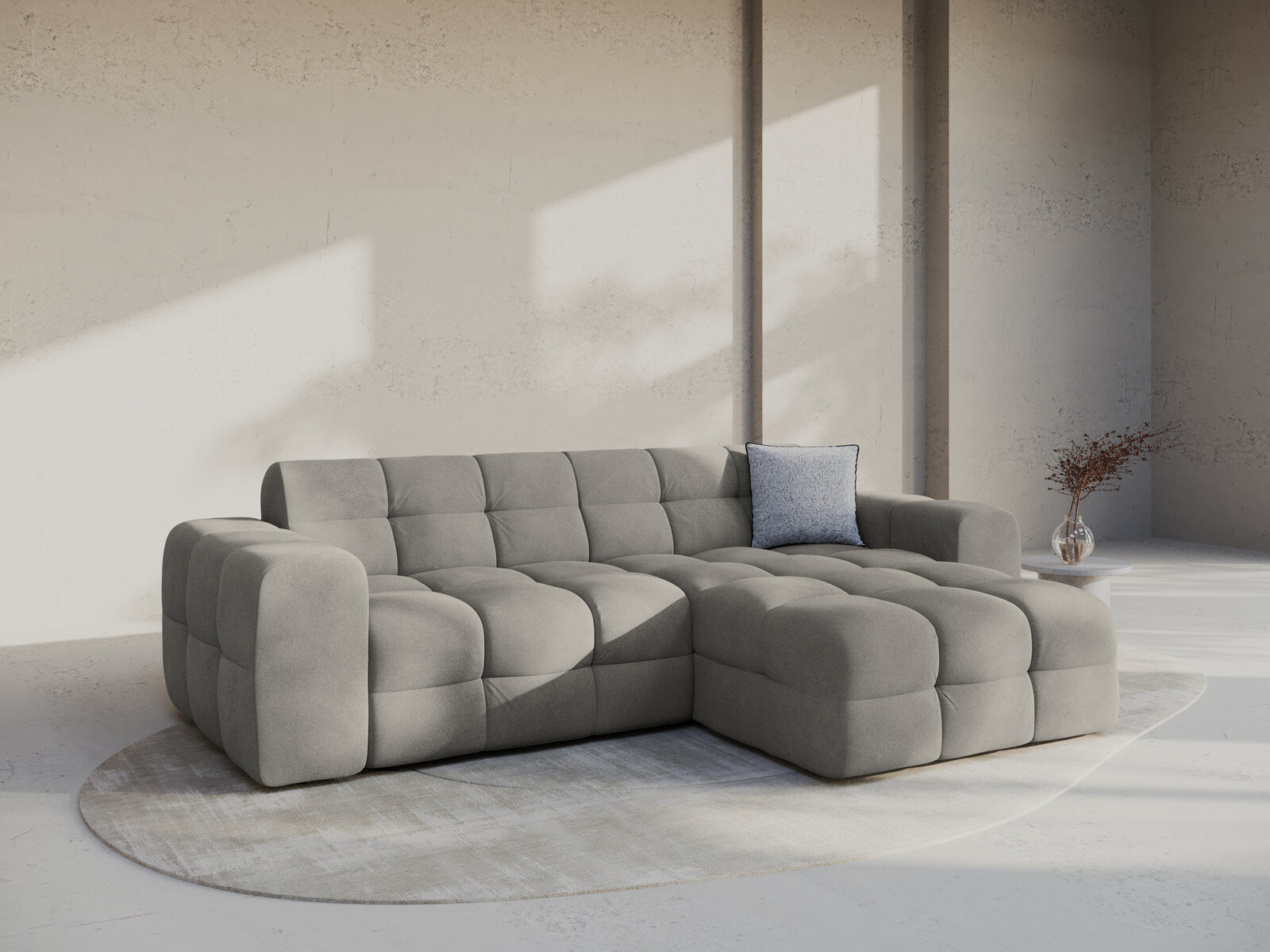 Micadoni Ecksofa Kendal 4-Sitzer Rechts Samt Magic Velvet Dunkelgrau