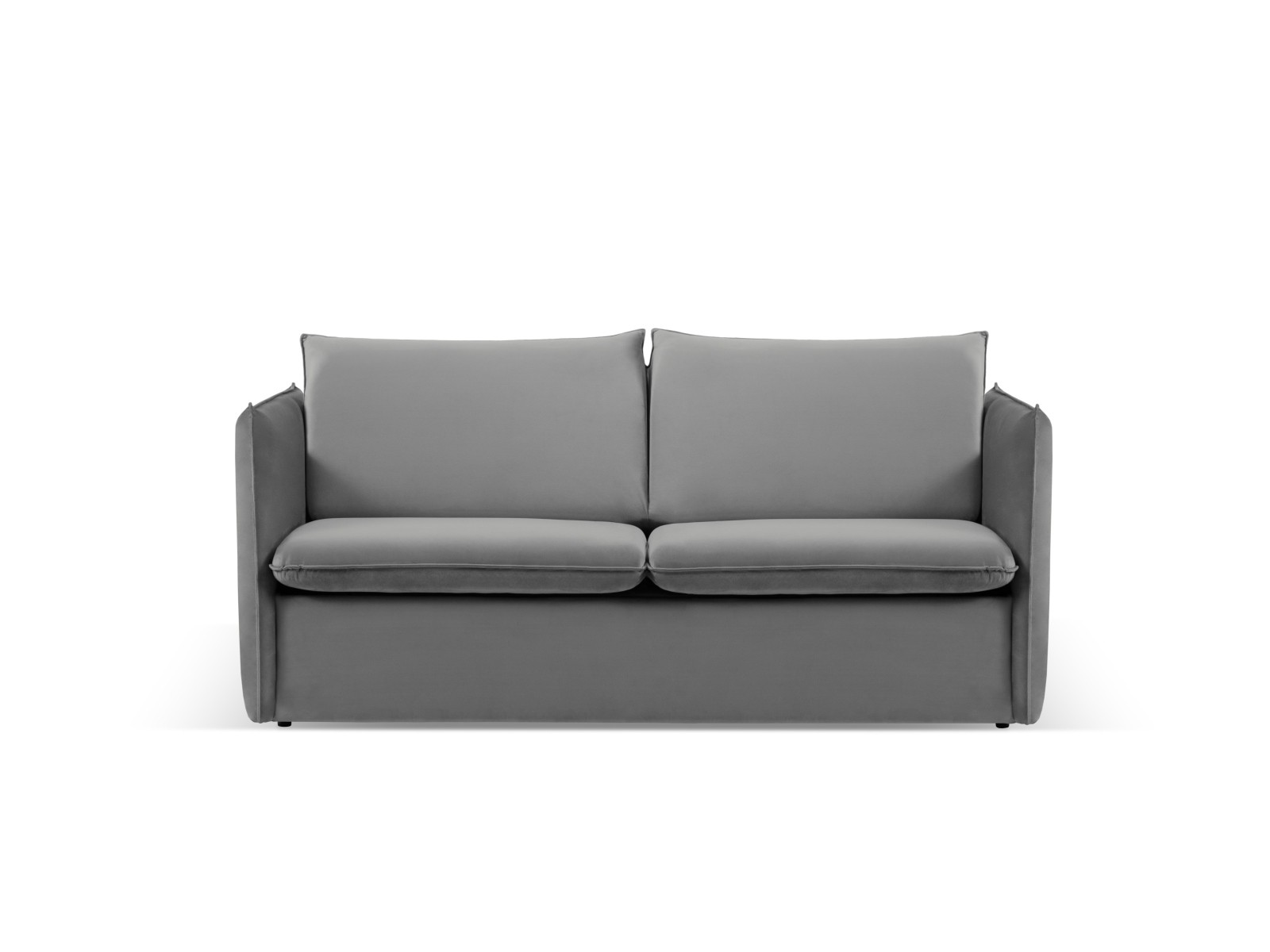 2-Sitzer Velvet Sofa mit Bettfunktion Agate | Bezug Light Grey | Beinfarbe Black Plastic
