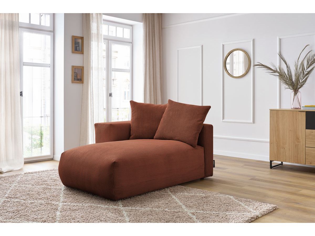 Bobochic Voltaire Méridienne-Modul Cordsamt Orange Ecke links
