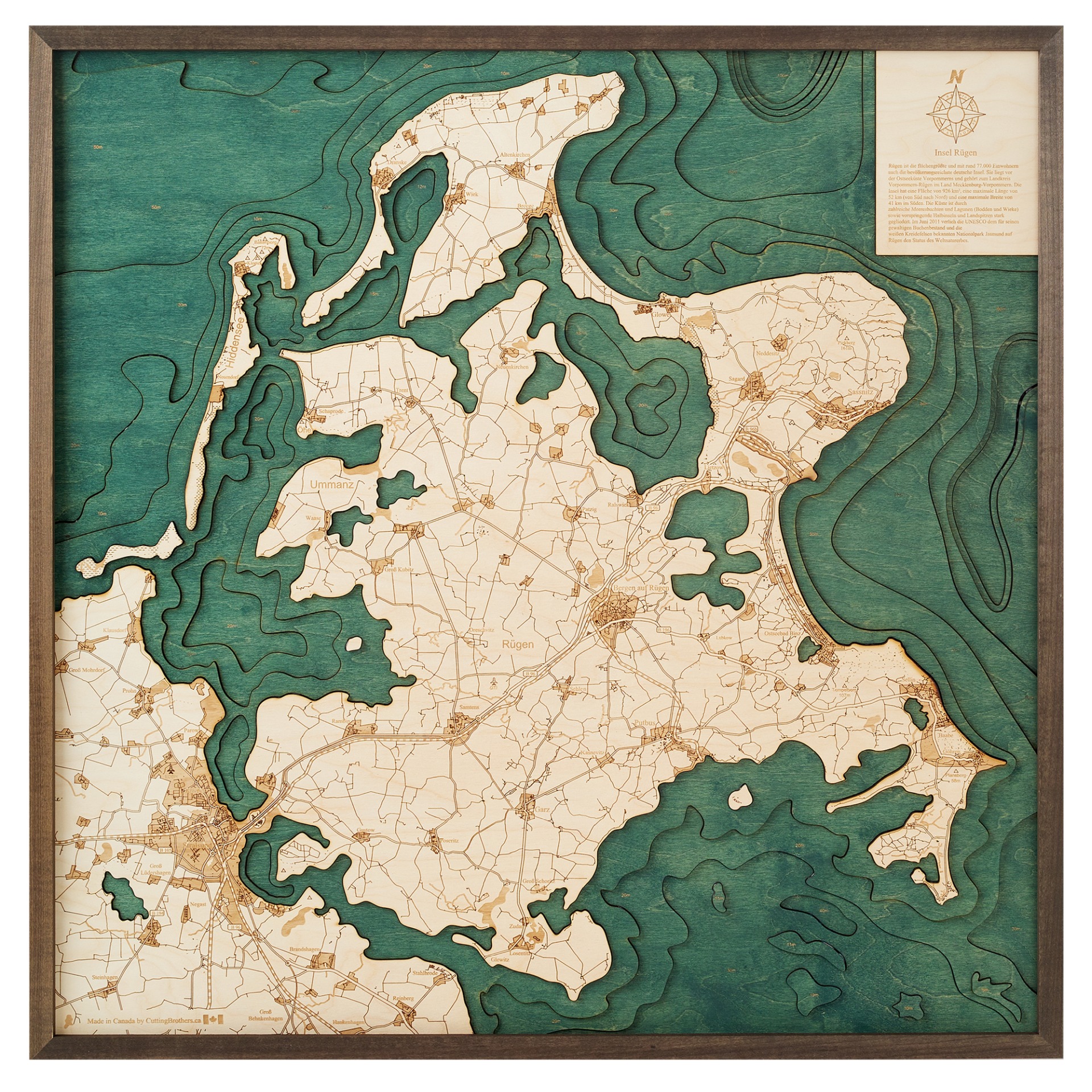 Cutting Brothers 3D Holz-Wandkarte Rügen 76 x 76 moebelfaktor