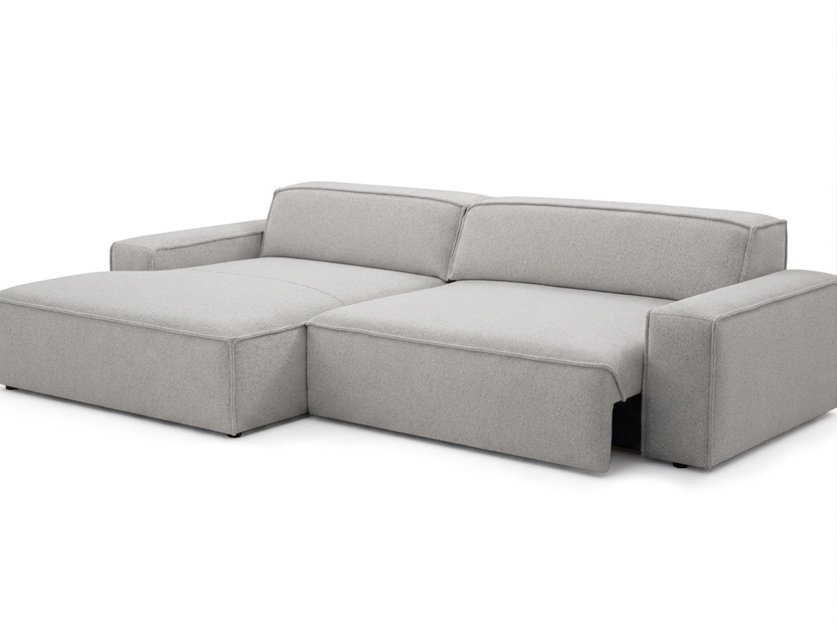 Bobochic Abel Ecksofa mit Schlaffunktion Melange-Stoff Grau Ecke links