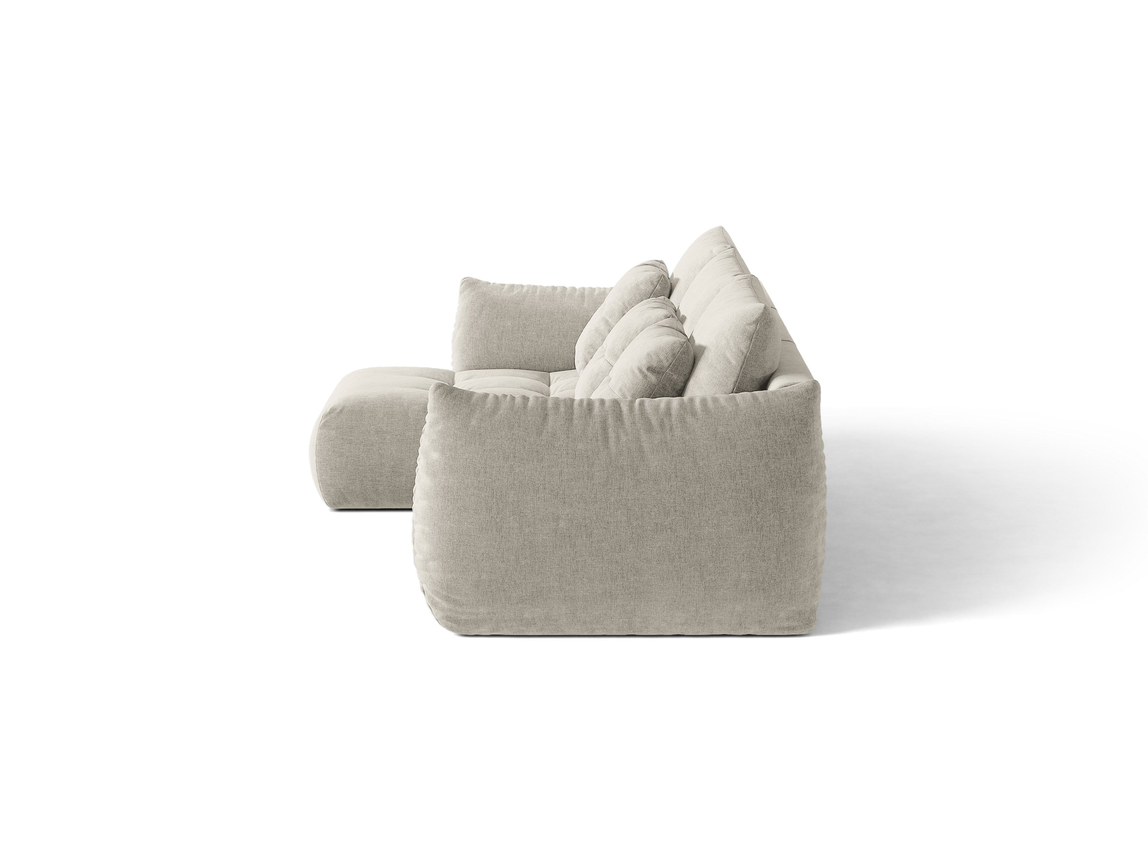Micadoni Bloom Ecksofa 6-Sitzer Links Strukturierter Stoff Wind Hellgrau