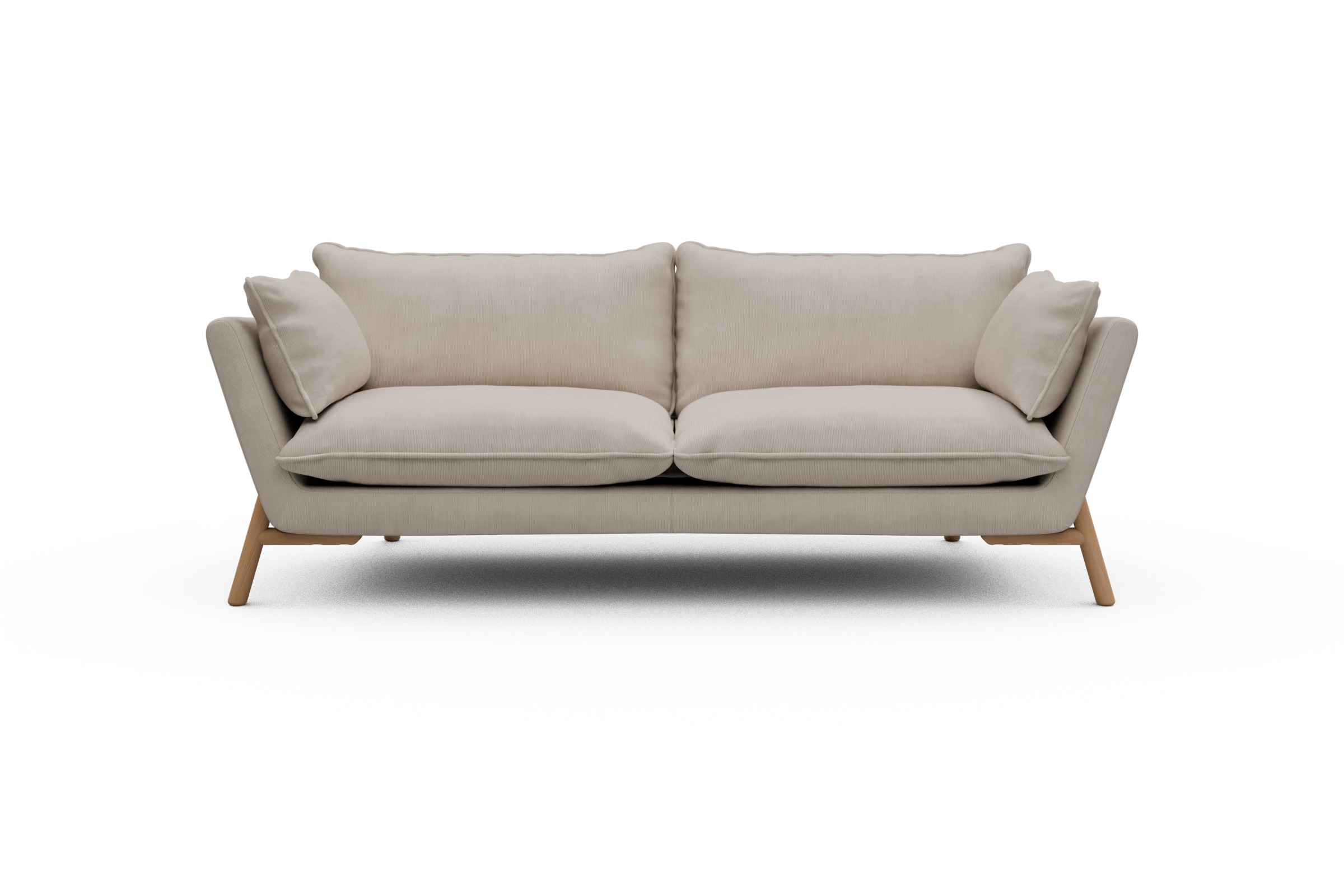 Skandi Home Sofa Emil PREMIUM 3-Sitzer Beinfarbe Eiche Natur Cordufine-Off-White moebelfaktor