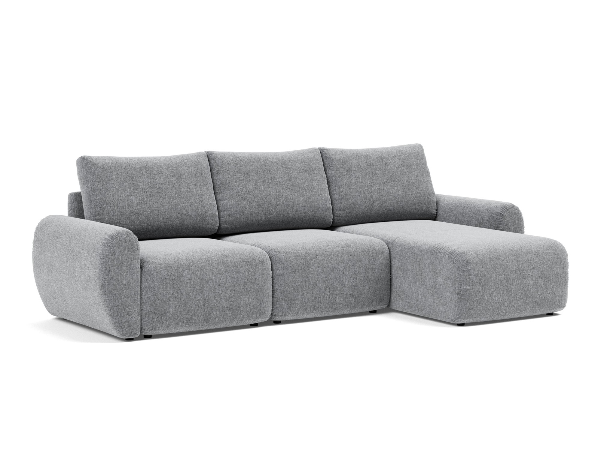 Schlafsofa Norum mit Chaiselongue und Curve-Armlehnen Strukturierter Stoff Twist 565-Granite