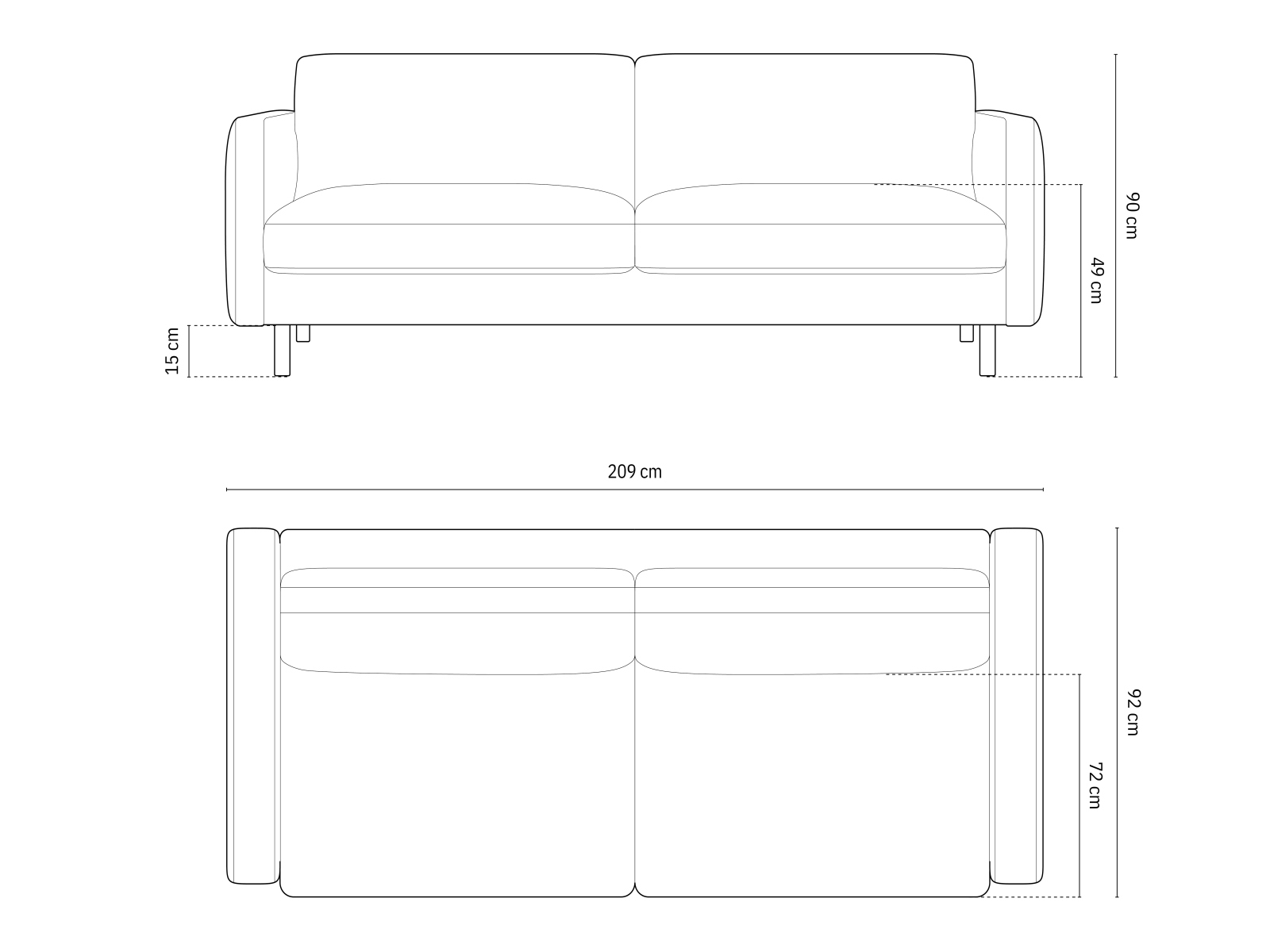 Micadoni Sofa Eden 4-Sitzer Samt Schwarz