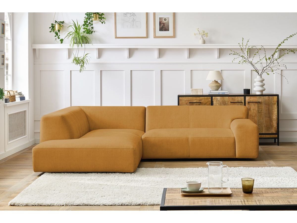 Bobochic Lavena Ecksofa 272 × 220 cm Samt Gelb Ecke links