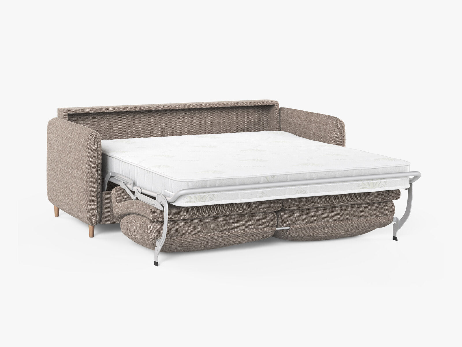 Micadoni Sofa mit Schlaffunktion Simo 3-Sitzer Strukturierter Stoff Babel Hellbraun