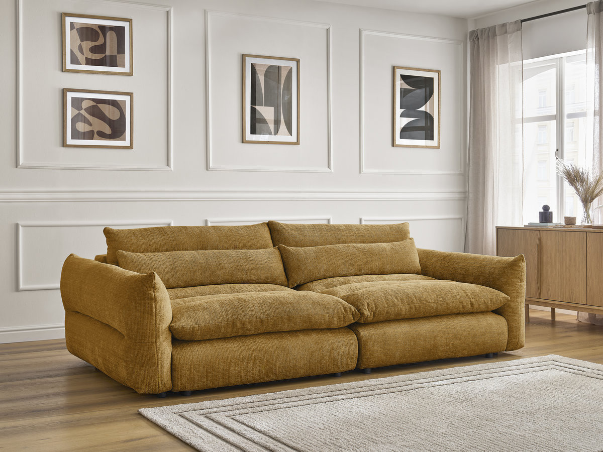 Bobochic Neil Sofa 3-Sitzer Strukturstoff Gelb