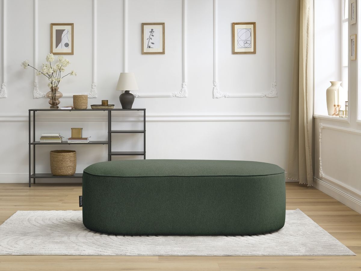 Bobochic Rousseau Pouf Melange-Stoff Grün